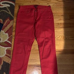 Red skinny jeans
